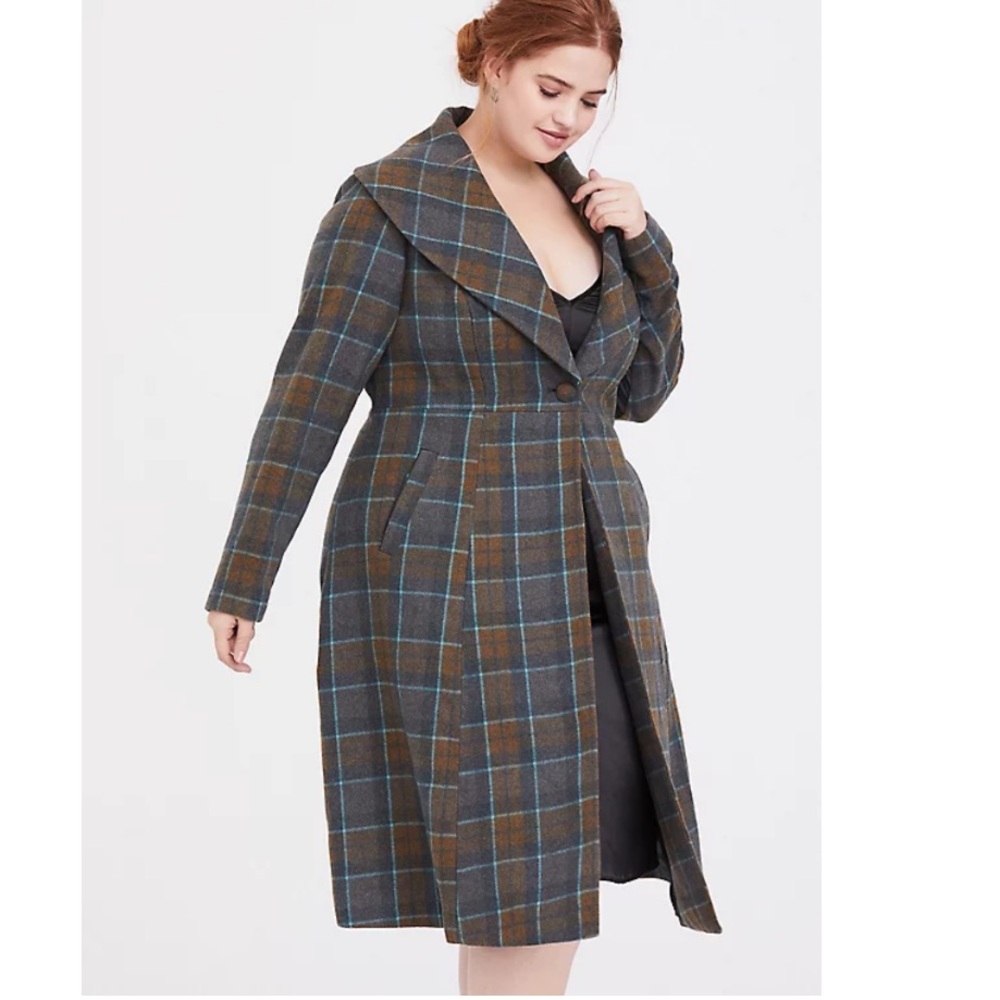 Torrid Outlander Mackenzie Tartan Plaid Woolen Fit & Flare Coat Womens 5X